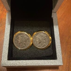 Round cufflinks gold & silver tone